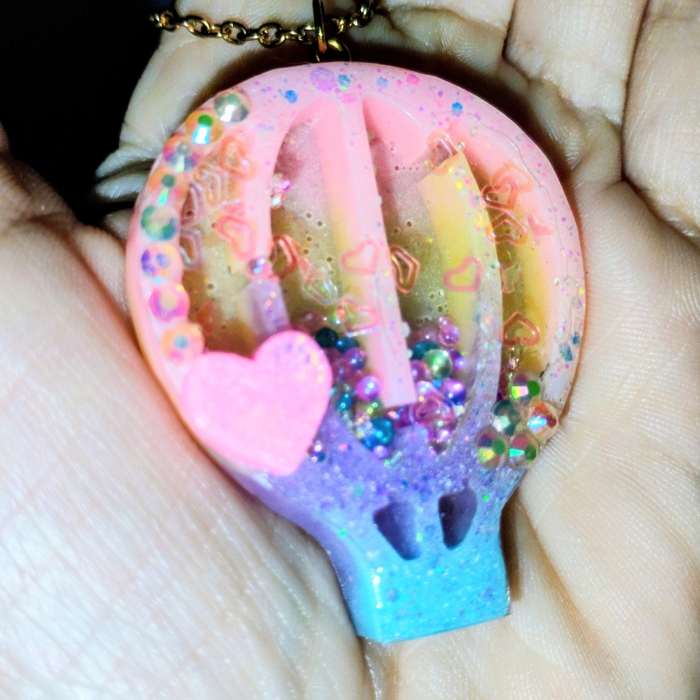 Resin Shaker Pastel Hot Air Balloon Necklace